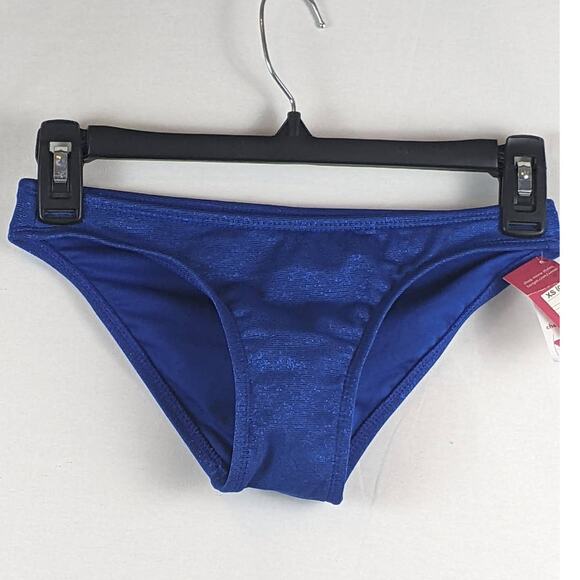 Xhilaration Metallic Hipster Bikini Swimsuit Bottom Blue XS Cheeky Shimmer Low - Picture 1 of 8